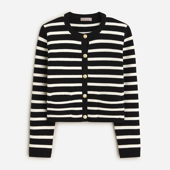 NWT J.Crew NEW RELAXED Emilie Patch-pocket Sweater Lady Jacket In Stripe - Picture 4 of 5